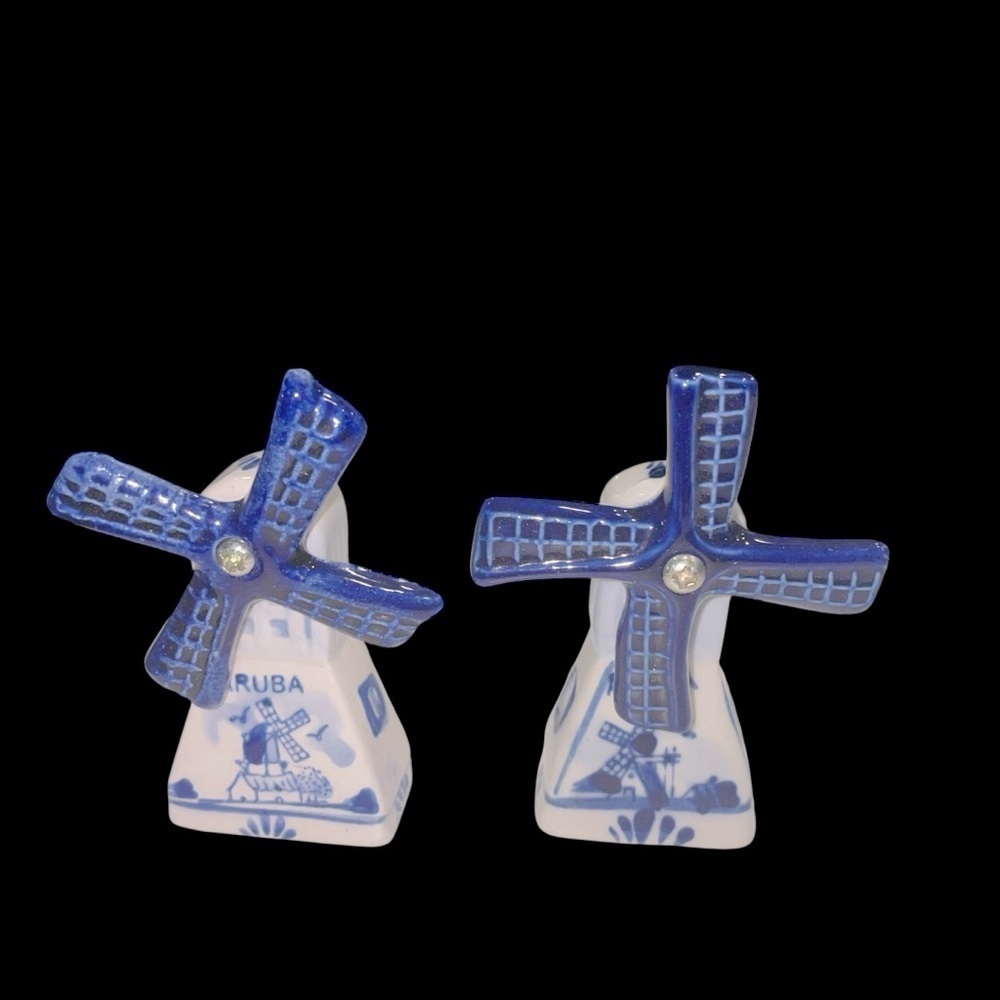 Vintage Blue & White Delft Holland Ceramic Figurines & Mini Windmills (Set of 5) - Picture 10 of 13